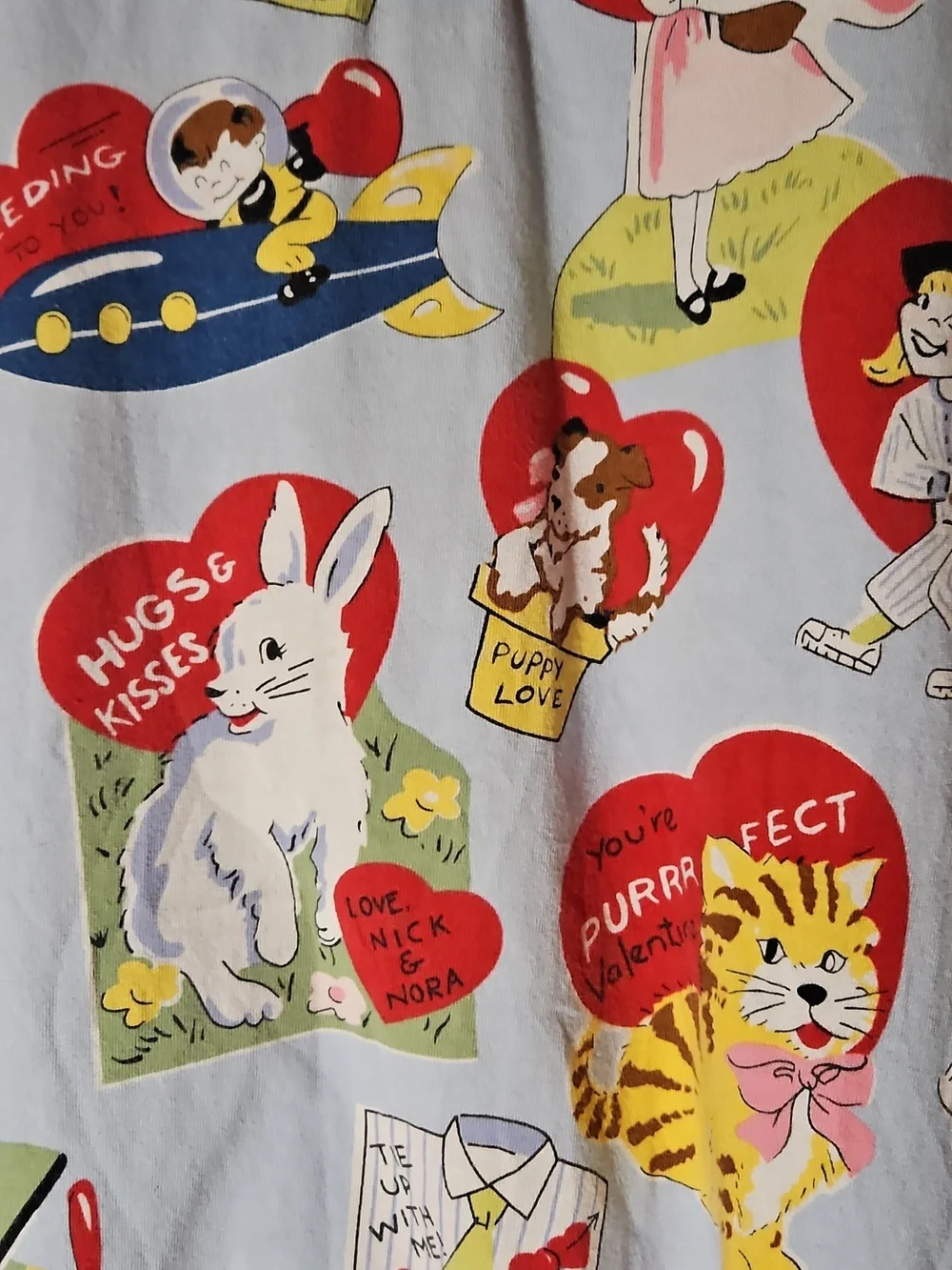 Nick & Nora Light Blue Cartoon Heart Henley Nightshirt - Picture 3 of 5